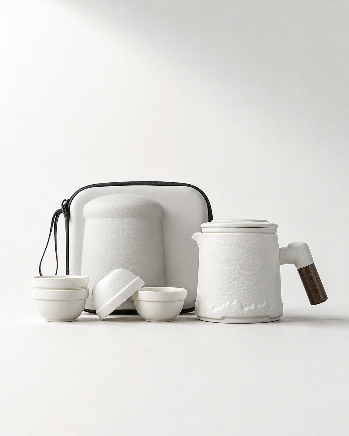 Portable Ceramic Travel Tea Set with Infuser & Carrying Case