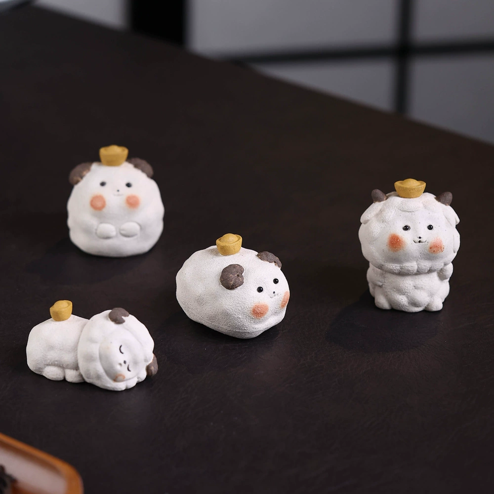 Handmade Yixing Zisha Sheep Tea Pet – Cute Lucky Lamb Figurine for Gongfu Tea Table Decoration