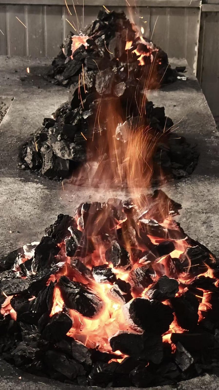 Charcoal fire used for traditional Phoenix Dan Cong roasting